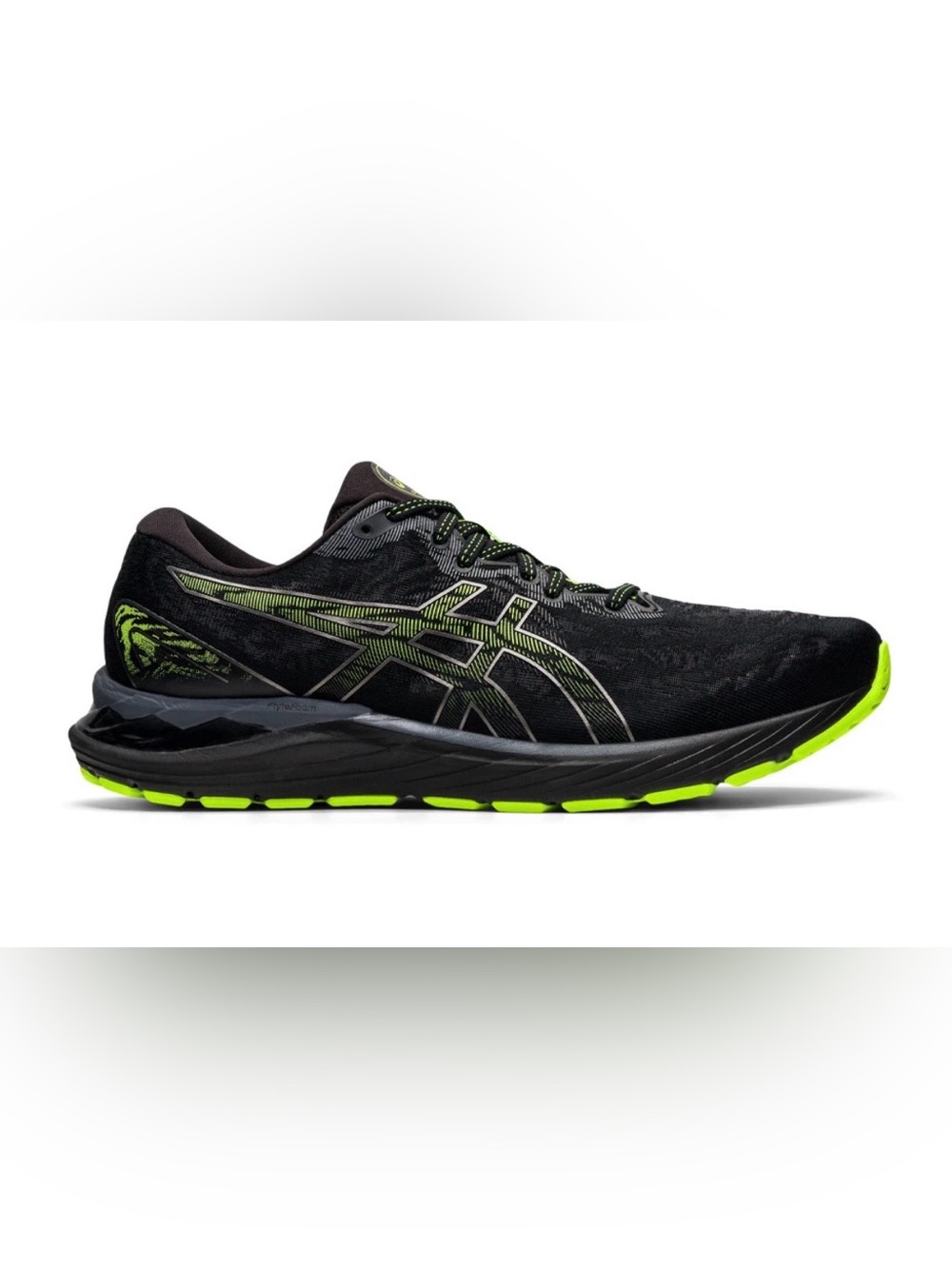 Asics Black Running Shoe with Neon Green Accents